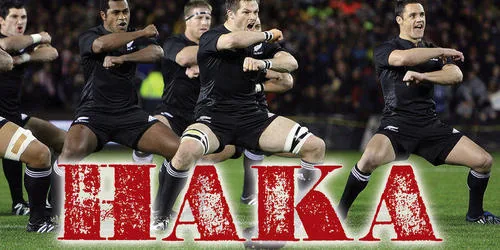 The All Blacks performing the haka before a match