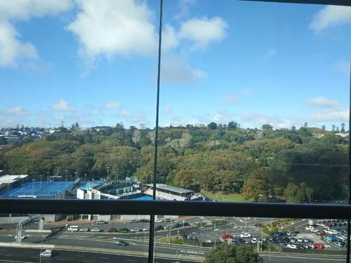 Coffee at the business school overlooking the Auckland Museum