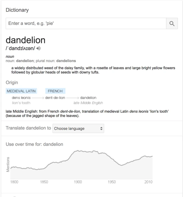 Google Define — dandelion